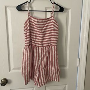 Woman’s Red and White Striped Romper